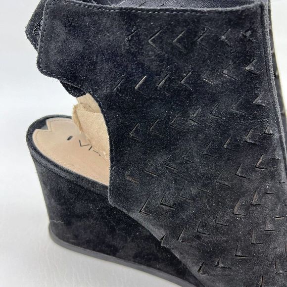 Via Spiga Wedges Womens 8.5 Black Leather Laser Cut Shoes - Picture 3 of 11